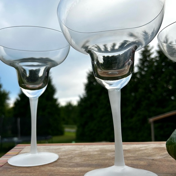 Glass Margarita Cocktail Glasses frosted stem set of 3 - Picture 8 of 10